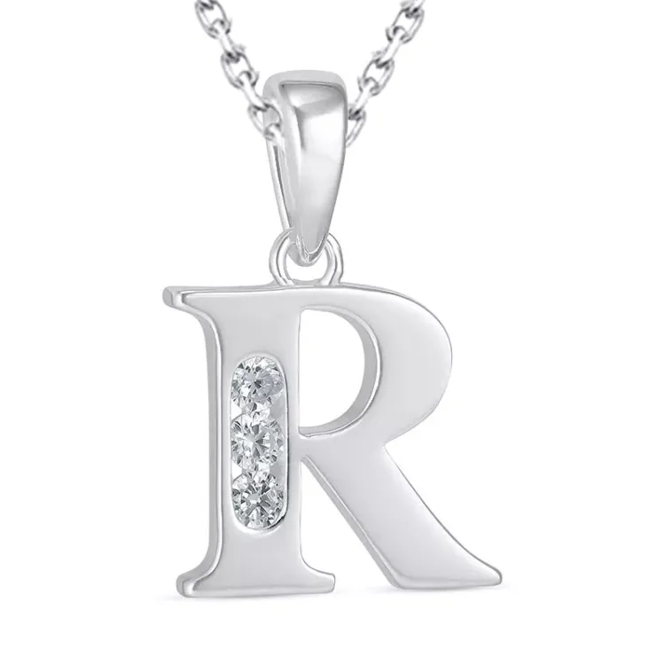 r-kirjain zirkoni kaulaketju hopeaa riipus hopea - My Letter
