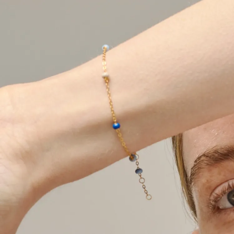 Enamel Lola Bold Marine rannekoru  kullattua hopeaa sininen emalji