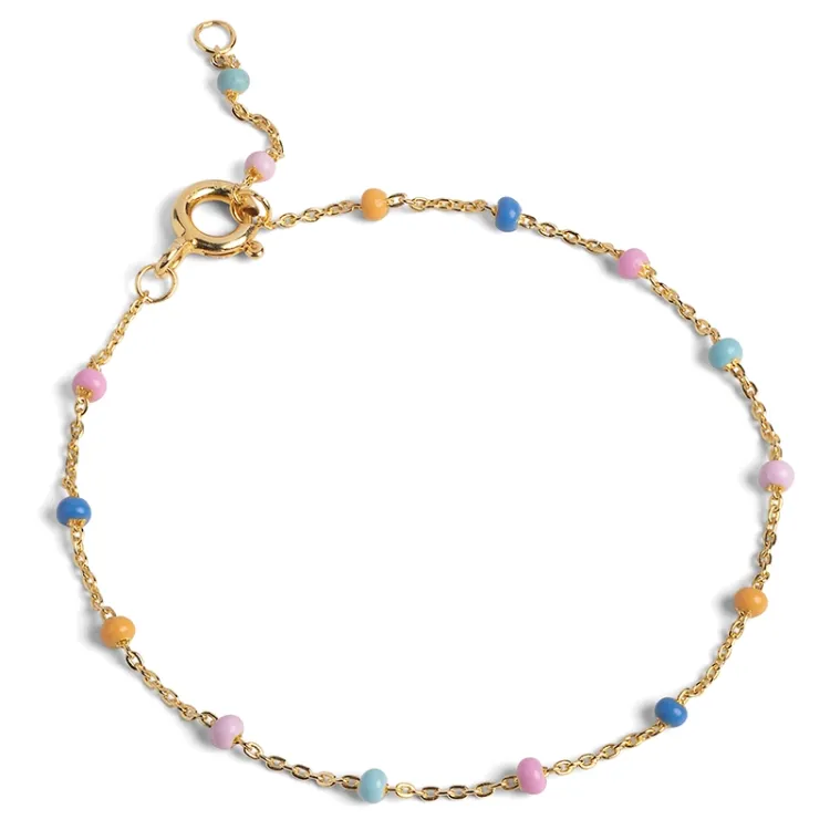 Enamel Lola Lolly rannekoru  kullattua hopeaa monivärinen emalji