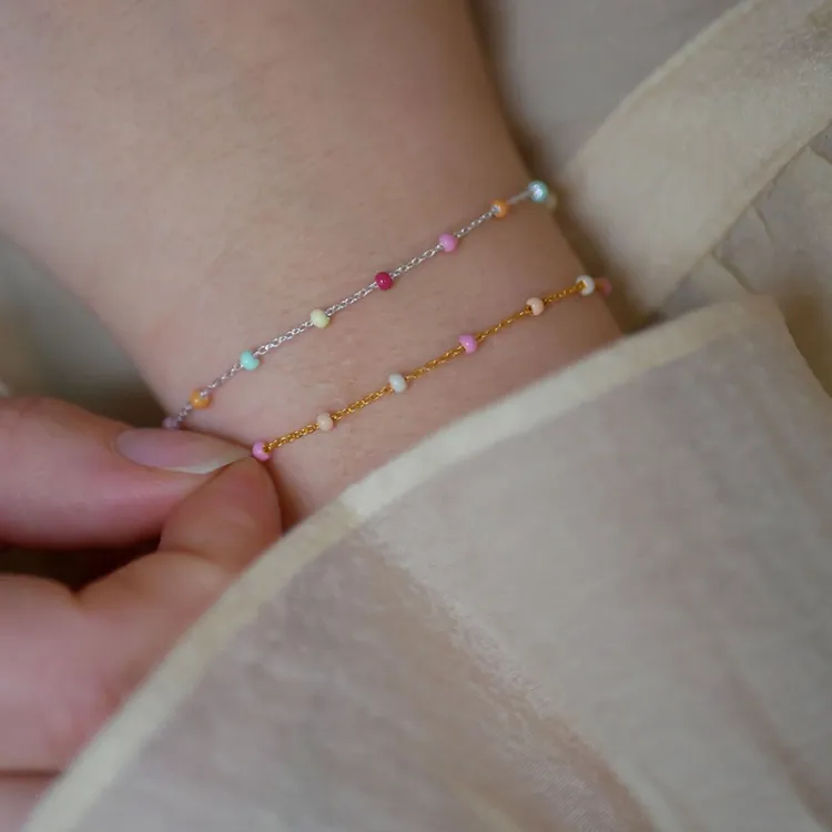 Enamel Lola Rainbow rannekoru  hopea sateenkaarenvärinen emalji