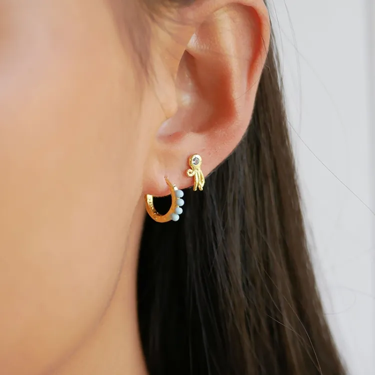 10 mm Enamel Paula rengas  kullattua hopeaa vaaleansininen emalji