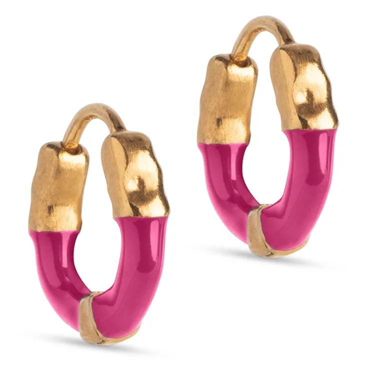 Enamel Lina small rengas  kullattua hopeaa pinkki emalji