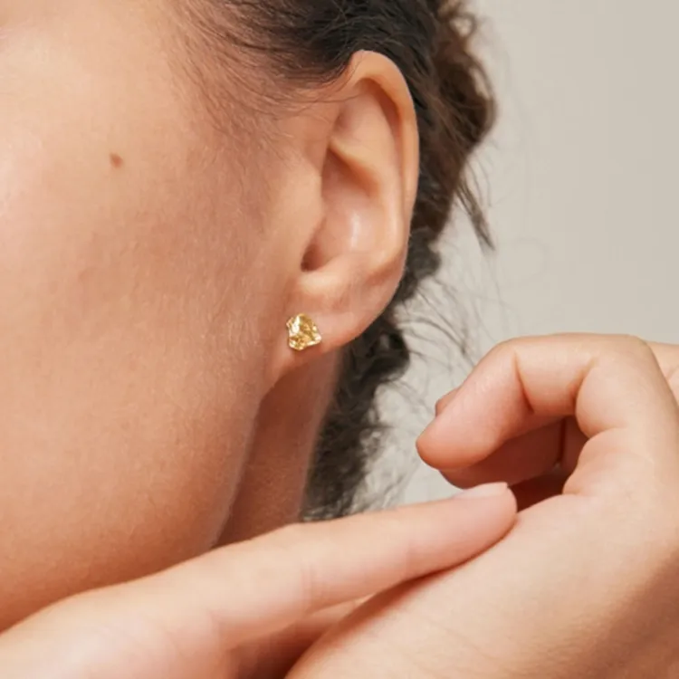 6 mm Enamel Rio nappikorvakorut  kullattua hopeaa