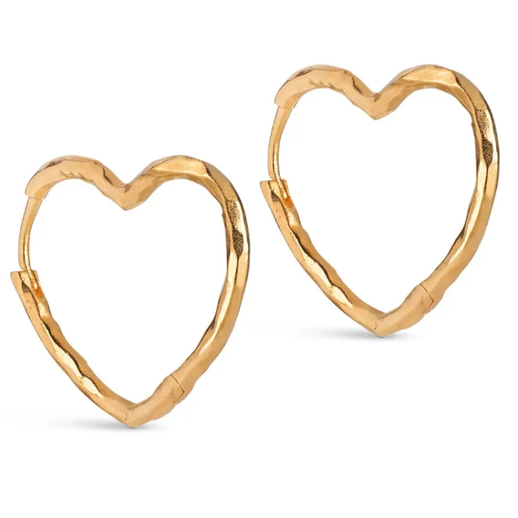 Enamel Organic Heart Medium korvarenkaat  kullattua hopeaa