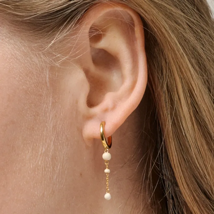 Enamel Lola Bold Daisy rengas kullattua hopeaa valkoinen emalji