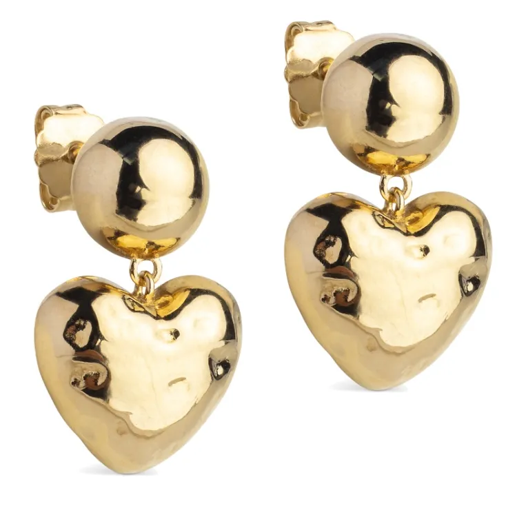 Enamel Poma Heart sydän korvarenkaat  kullattua hopeaa