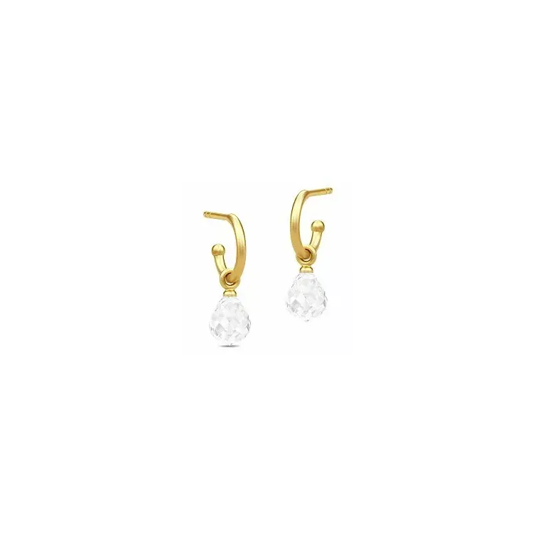 17 mm Julie Sandlau Evening Dew pisara kristalli rengaskorvakorut kullattua hopeaa valkoinen kristalli