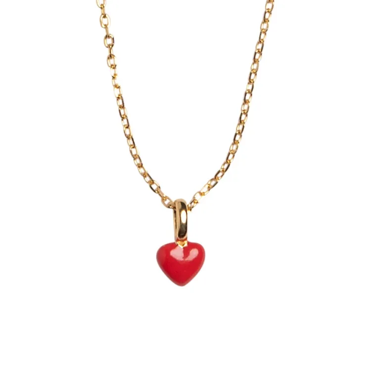 Enamel Amore sydän kaulaketju  kullattua hopeaa punainen emalji