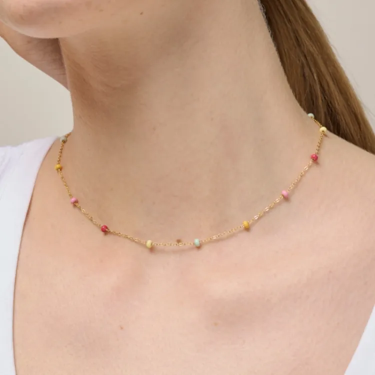 Enamel Lola Bold Rainbow kaulaketju  kullattua hopeaa monivärinen emalji