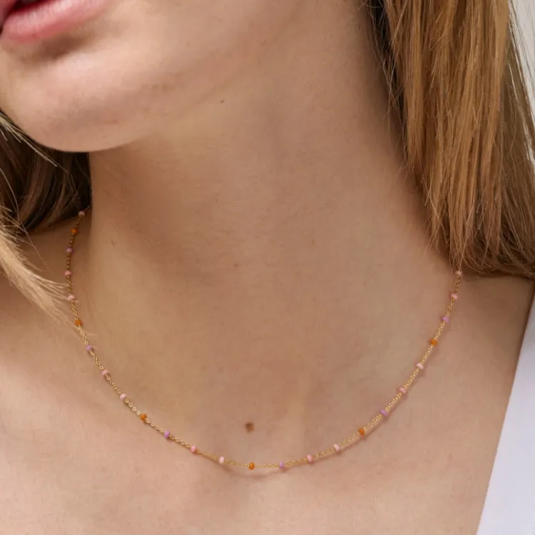 Enamel Lola Blush kaulaketju  kullattua hopeaa vaaleanlila emalji