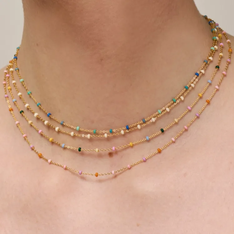 Enamel Lola Blush kaulaketju  kullattua hopeaa vaaleanlila emalji