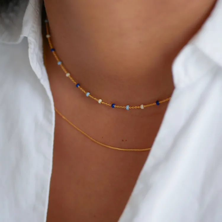 Enamel Lola Marine kaulaketju  kullattua hopeaa monivärinen emalji