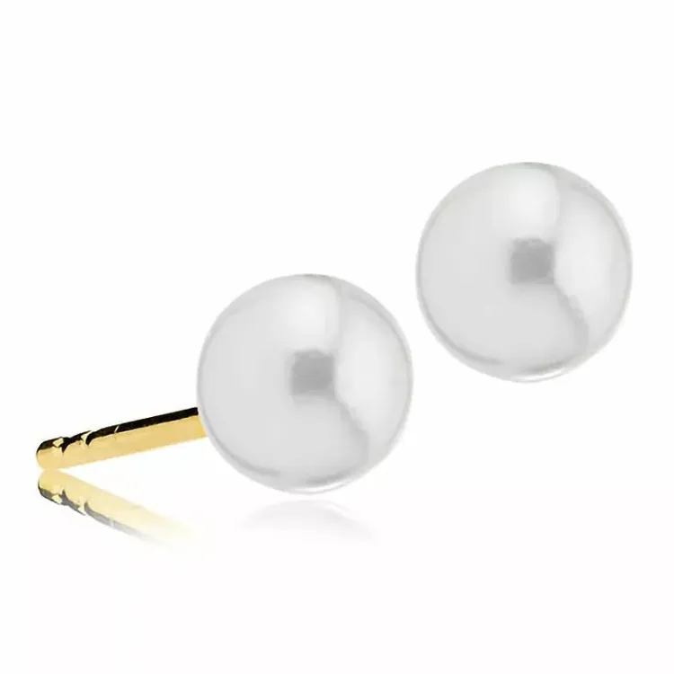 6 mm Izabel Camille Jackie valkoinen helmi korvarenkaat  kullattua hopeaa