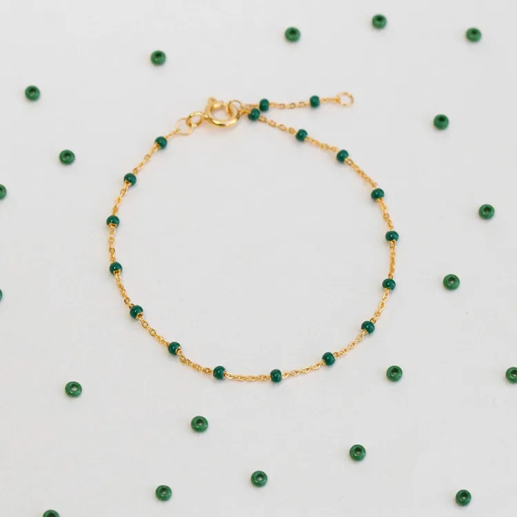 Enamel Lola Petrol Green rannekoru kullattua hopeaa vihreä emalji