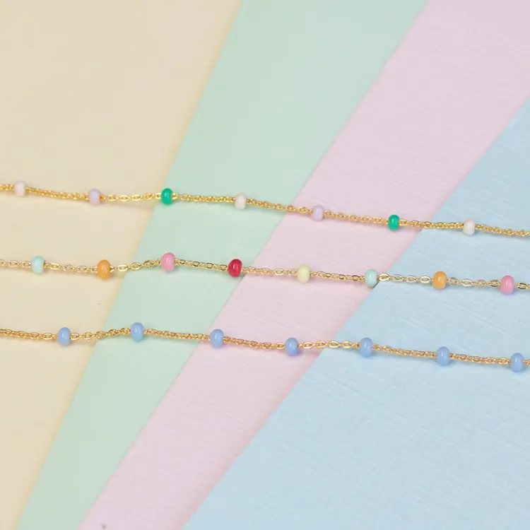 Enamel Lola Rainbow rannekoru  kullattua hopeaa sateenkaarenvärinen emalji
