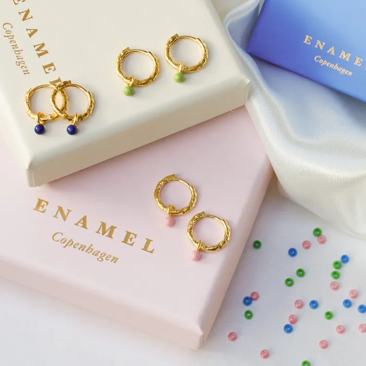 Enamel Belle sininen rengas kullattua hopeaa sininen emalji