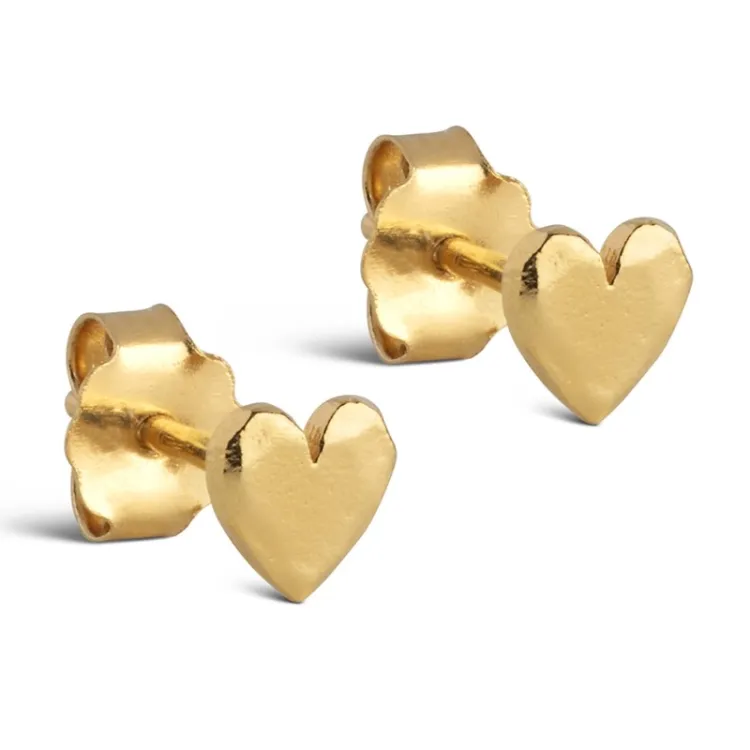 5 mm Enamel Heart nappikorvakorut  kullattua hopeaa
