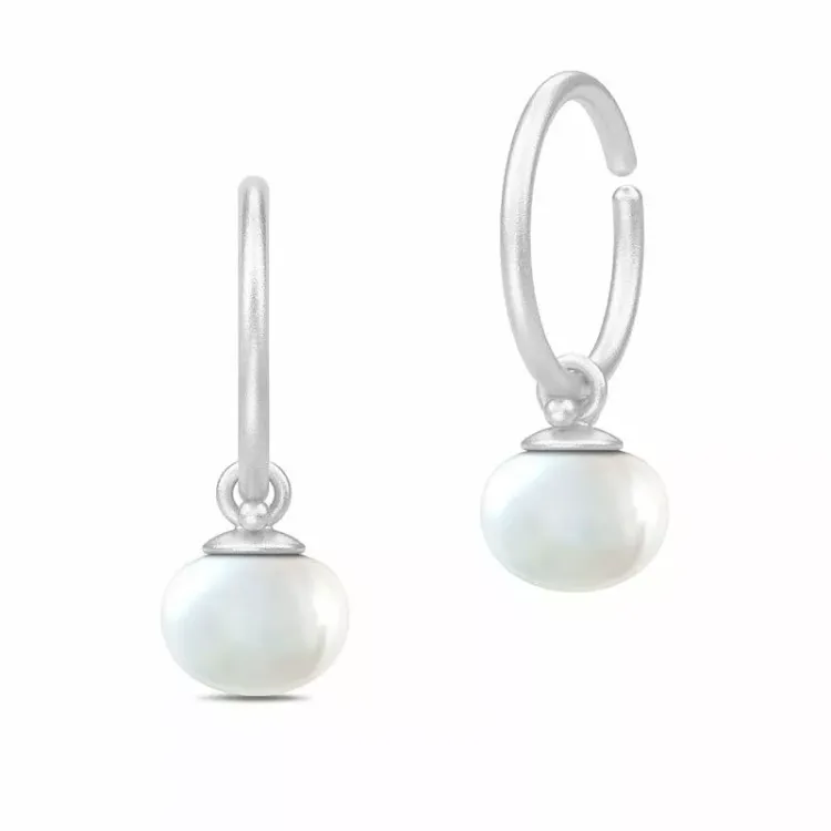 8 mm Julie Sandlau Perla hoop helmi rengas  satiinirodinoitu sterlinghopea