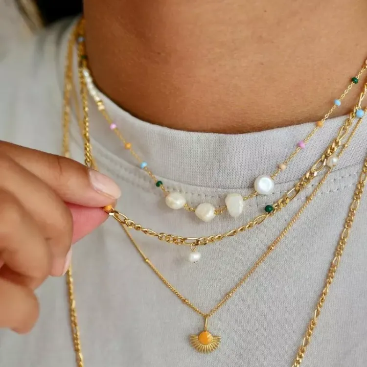 Enamel Lola Perla kaulaketju kullattua hopeaa monivärinen emalji