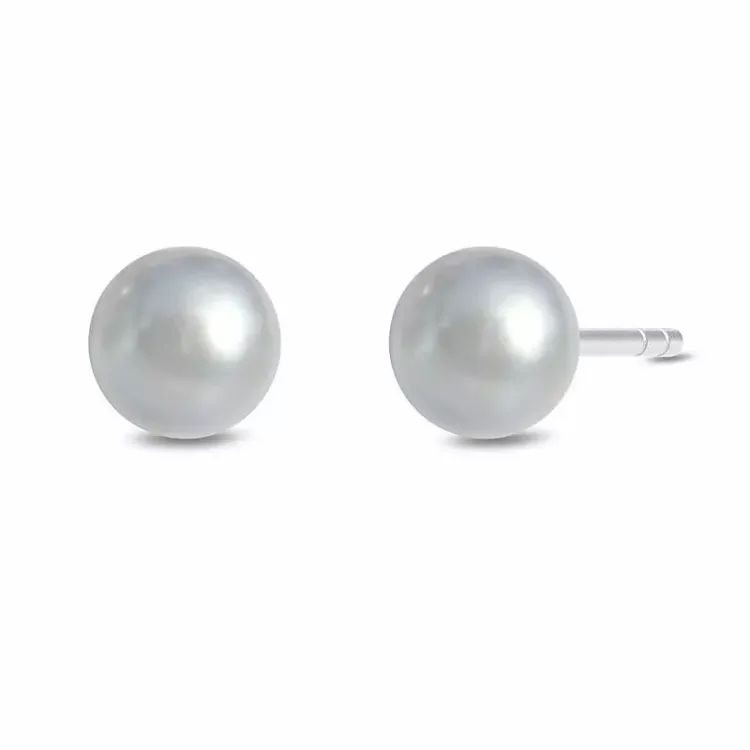 6 mm Julie Sandlau Ocean harmaa helmi korvarenkaat satiinirodinoitu sterlinghopea