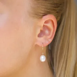 Ovaaleja 8 - 9 mm makeanveden helmi, aaa-graded korvarenkaat 14 karaatin kultaa kanssa 