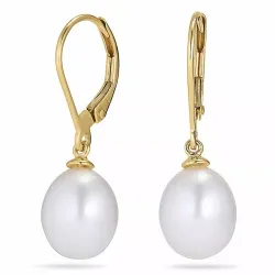 Ovaaleja 8 - 9 mm makeanveden helmi, aaa-graded korvarenkaat 14 karaatin kultaa kanssa