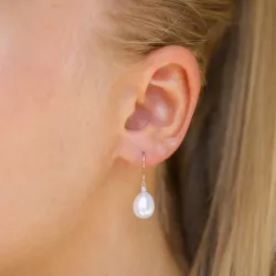 Ovaaleja 8 - 9 mm makeanveden helmi, aaa-graded timanttikorvakorut 14 karaatin kultaa kanssa timanttia 