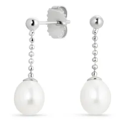 pitkät helmi korvarenkaat  hopea