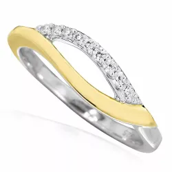 abstrakti zirkoni sormus hopea kullattua hopeaa