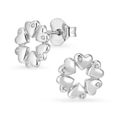 sydän zirkoni nappikorvakorut  hopea