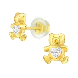 nalle nappikorvakorut  kullattua hopeaa - Little Ones