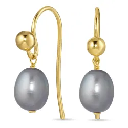 harmaa helmi korvarenkaat  kullattua hopeaa