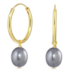 harmaa helmi korvarenkaat  kullattua hopeaa