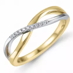 timantti sormus 14 karaatin kulta ja valkokultaa 0,04 ct