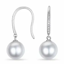 pitkät helmi briljanttikorvakorut 14 karaatin valkokultaa kanssa timantti 