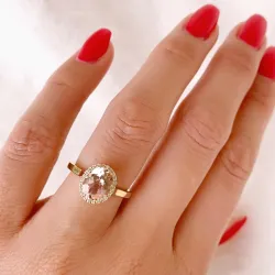 Elegantti morganite timanttisormus 14 karaatin kultaa 1.82 ct 0,12 ct