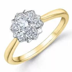 kukka timantti sormus 14 karaatin kulta ja valkokultaa 0,20 ct 0,20 ct