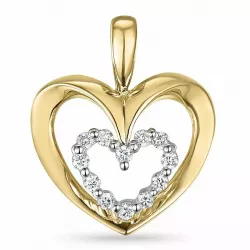 Sydän timantti riipus 14 karaatti kulta ja valkokultaa 0,18 ct