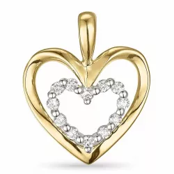 Sydän timantti riipus 14 karaatti kulta ja valkokultaa 0,18 ct