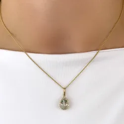 Vihreä ametisti timanttiriipus 14 karaatti kultaa 0,10 ct 1,55 ct