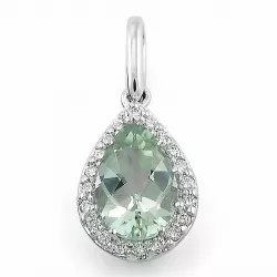 Vihreä ametisti timanttiriipus 14 karaatti valkokultaa 0,10 ct 1,55 ct