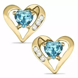 Sydän topaasi timanttikorvakorut 14 karaatin kultaa kanssa timanttia ja topaasia 