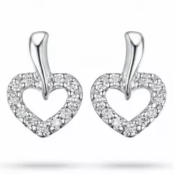 Sydän timantti korvarenkaat 14 karaatin valkokultaa kanssa timanttia 