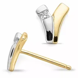 Timantti korvarenkaat 14 karaatin kultaa ja valkokul kanssa timanttia