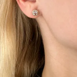 pyöreitä timanttikorvakorut 14 karaatin kultaa kanssa Morganite ja timantti