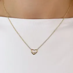 42 cm sydän timantti riipus kaulakoru 14 karaatti kultaa 0,05 ct