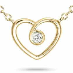 42 cm sydän timantti riipus kaulakoru 14 karaatti kultaa 0,05 ct