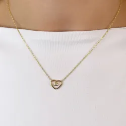 42 cm sydän timantti riipus kaulakoru 14 karaatti kultaa 0,05 ct