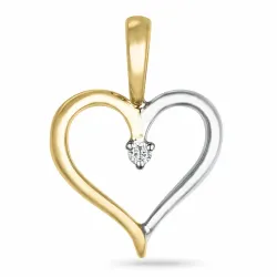 sydän timantti riipus 14 karaatti kulta ja valkokultaa 0,008 ct