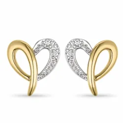 sydän timantti nappikorvakorut 14 karaatin kultaa ja valkokul kanssa timantti 